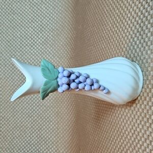 Vintage Small Vase Grapes Leaves Porcelain